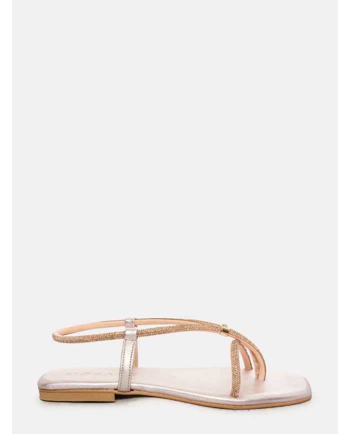 MOSAIC Sandalo flat con strass e anello