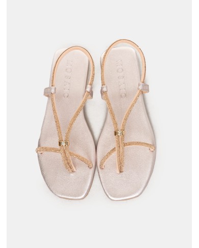 MOSAIC Sandalo flat con strass e anello