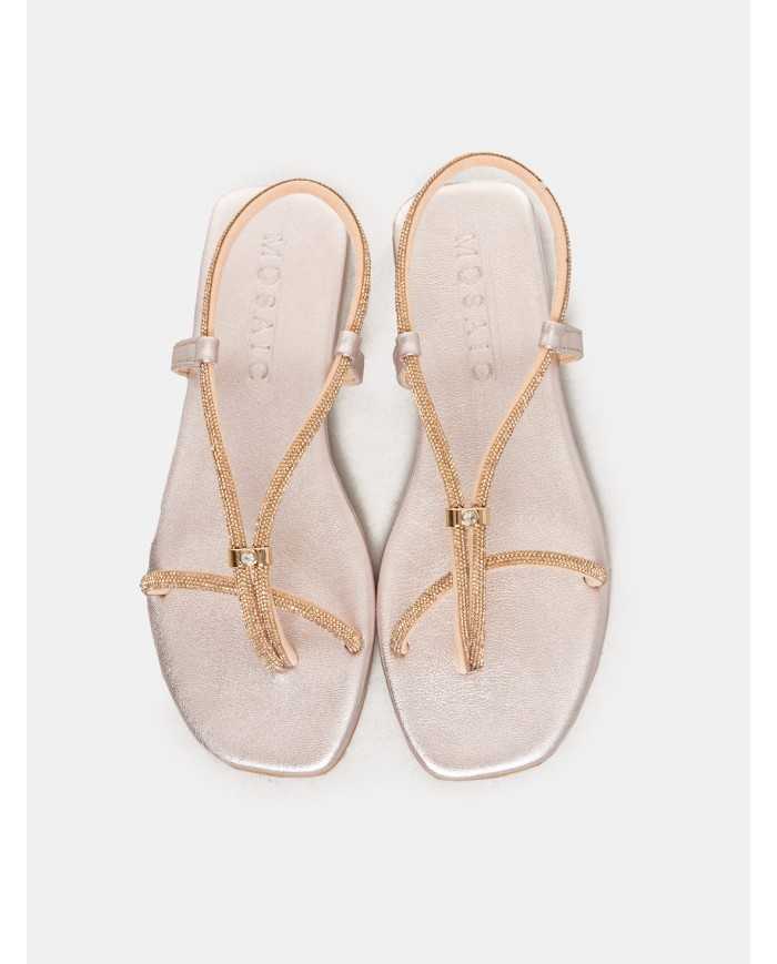 MOSAIC Sandalo flat con strass e anello