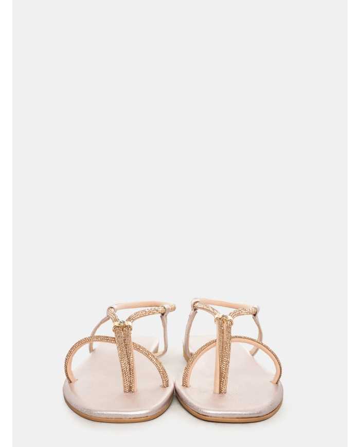 MOSAIC Sandalo flat con strass e anello