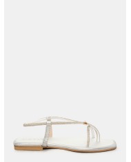 MOSAIC Sandalo flat con strass e anello