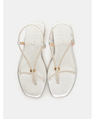 MOSAIC Sandalo flat con strass e anello