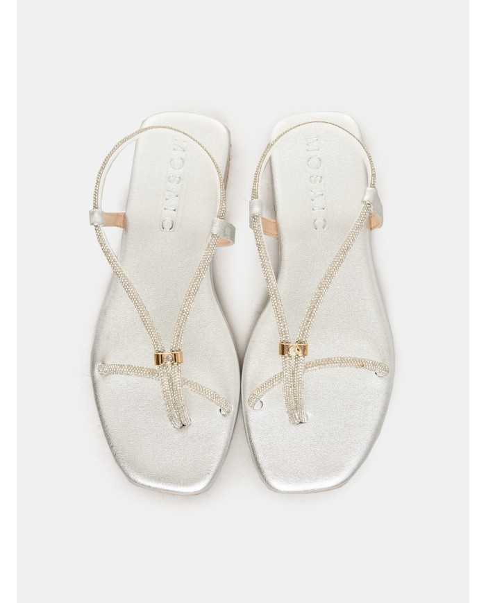 MOSAIC Sandalo flat con strass e anello