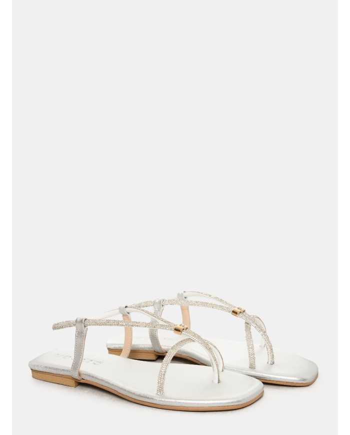 MOSAIC Sandalo flat con strass e anello