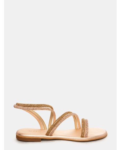 MOSAIC Sandalo flat con strass double color