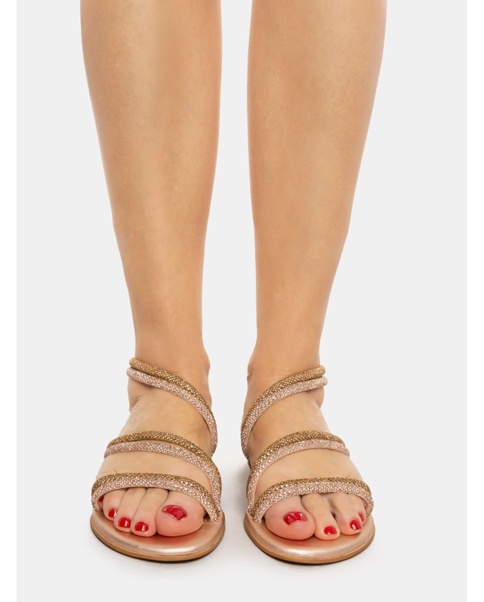 MOSAIC Sandalo flat con strass double color