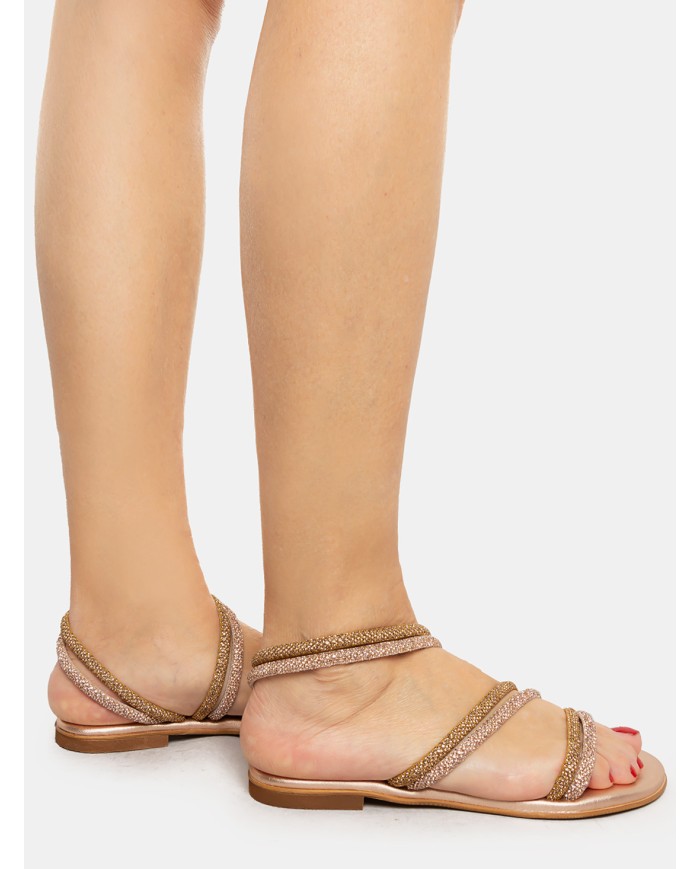 MOSAIC Sandalo flat con strass double color