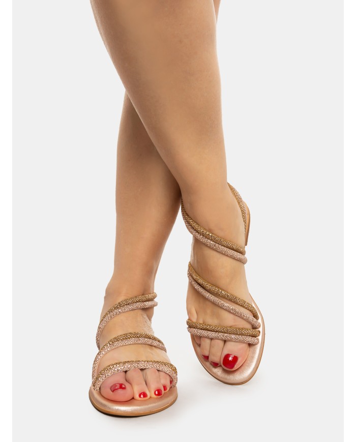 MOSAIC Sandalo flat con strass double color
