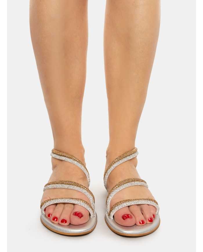 MOSAIC Sandalo flat con strass double color