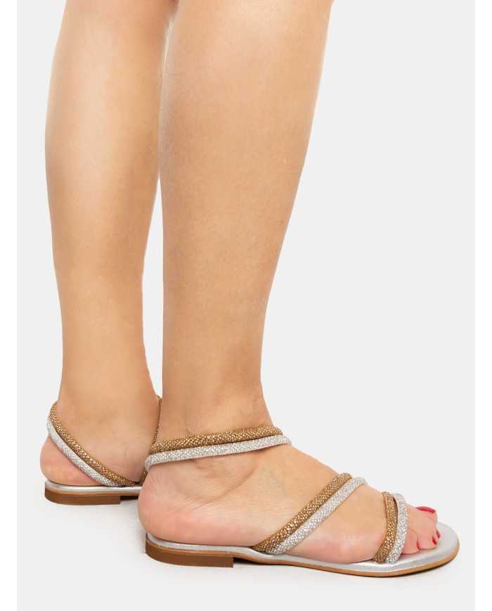 MOSAIC Sandalo flat con strass double color