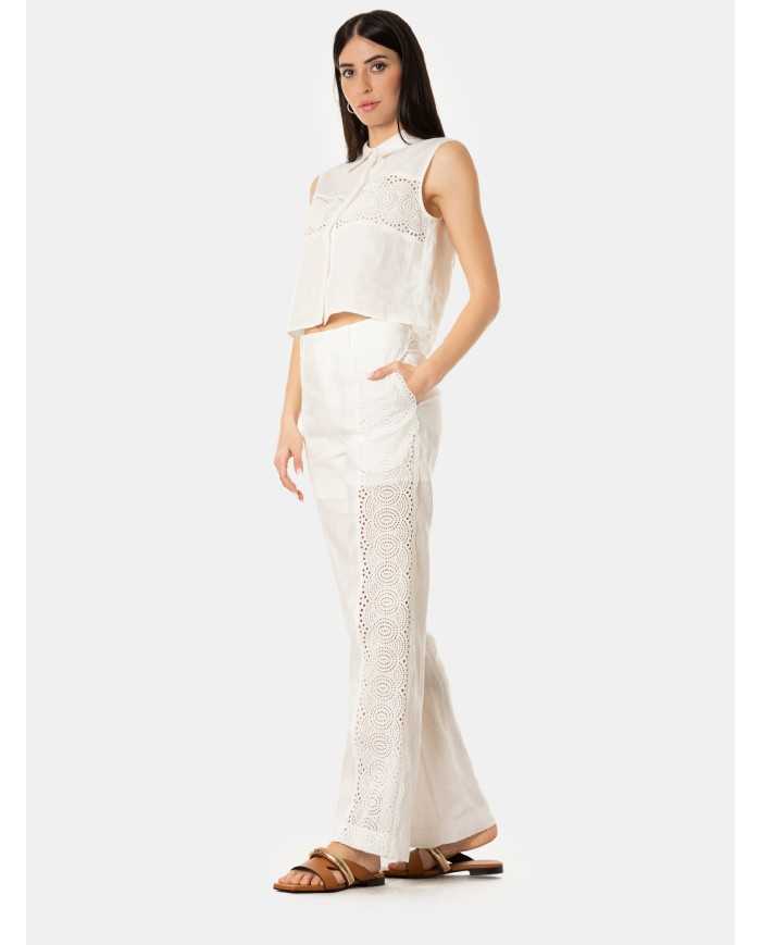 ISABELLE BLANCHE paris Top smanicato in lino