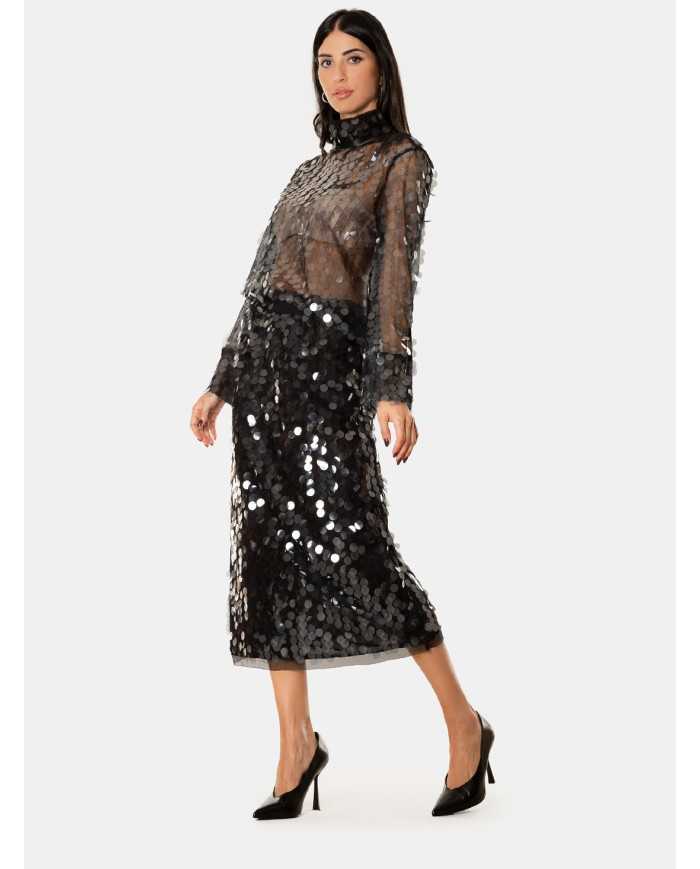 SEMICOUTURE Camicia velata con paillettes