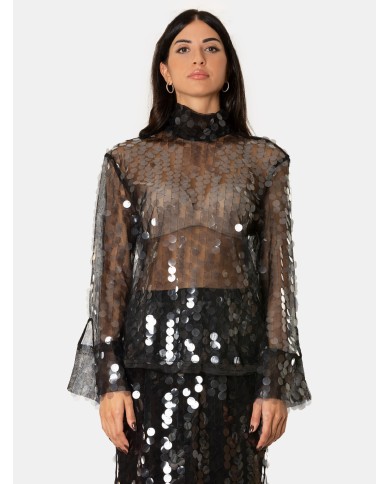 SEMICOUTURE Camicia velata con paillettes