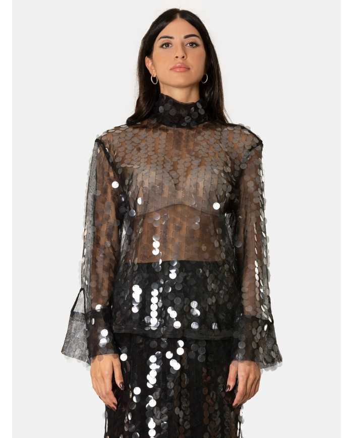 SEMICOUTURE Camicia velata con paillettes