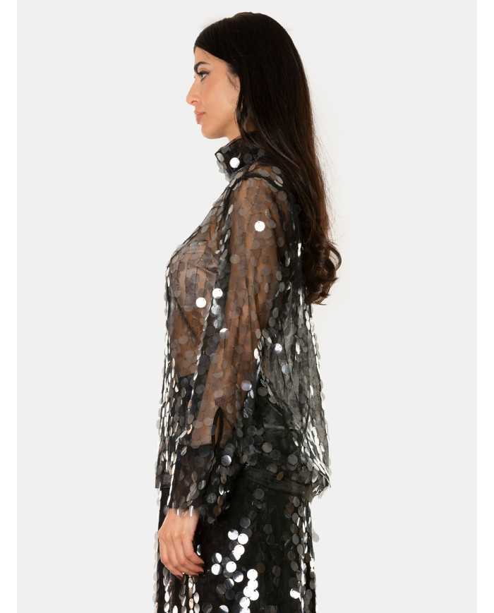 SEMICOUTURE Camicia velata con paillettes