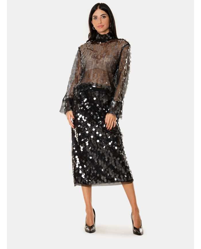 SEMICOUTURE Camicia velata con paillettes