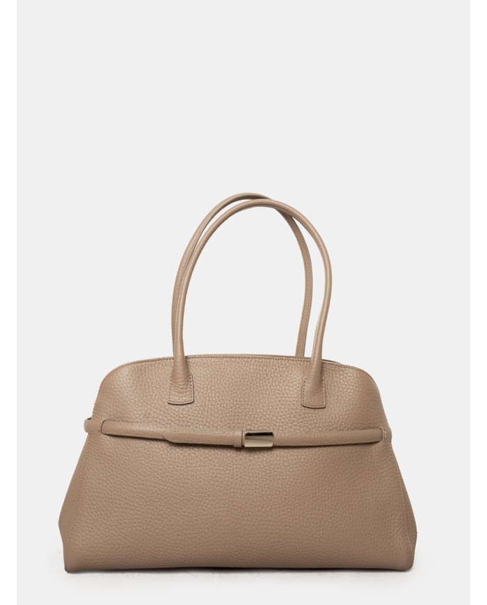 ORCIANI Borsa Aura Soft Large a spalla in pelle martellata con tracolla