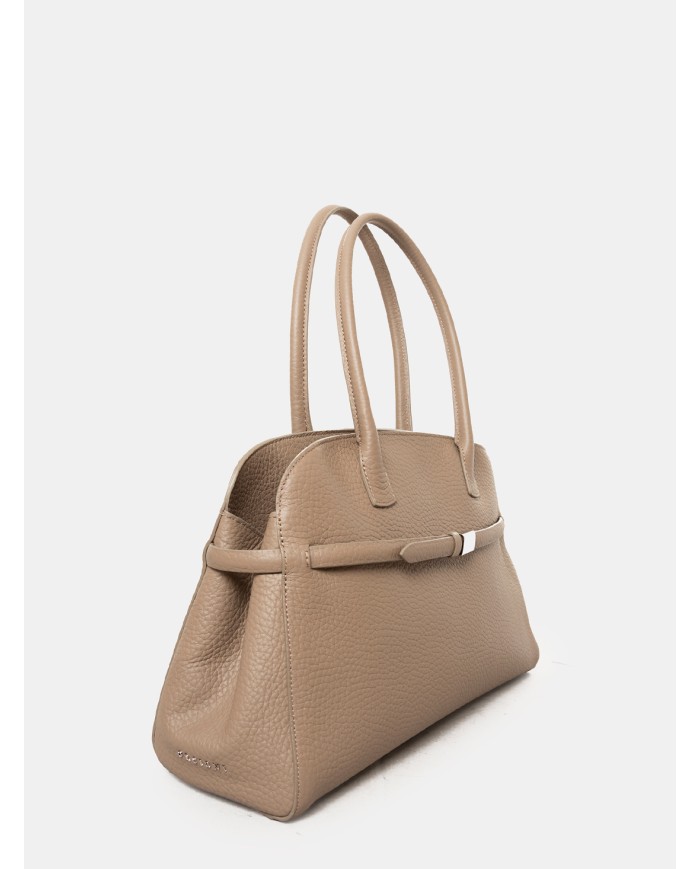 ORCIANI Borsa Aura Soft Large a spalla in pelle martellata con tracolla