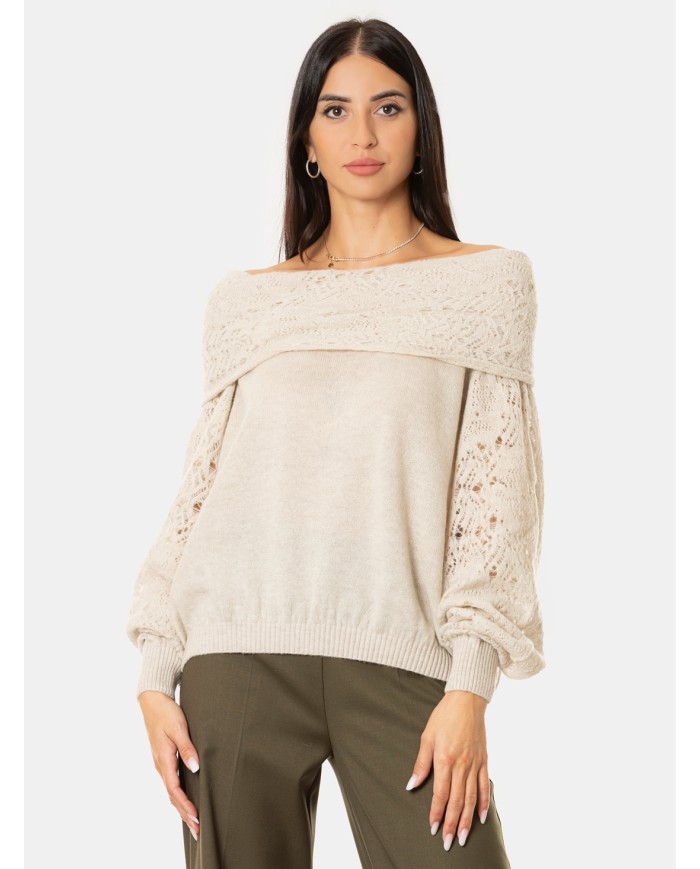 D.EXTERIOR Maglia con pizzo soft