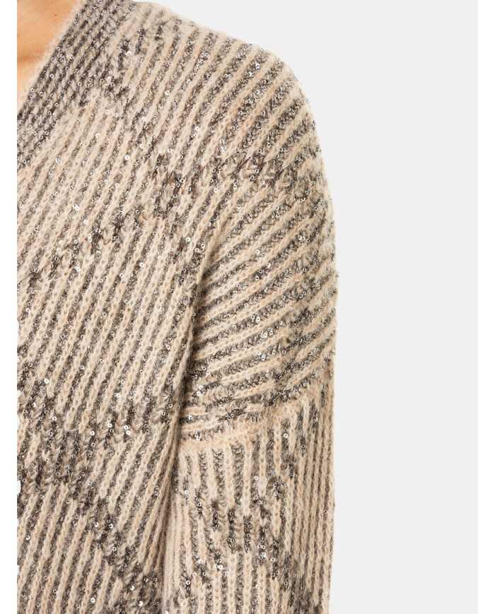 D.EXTERIOR Cardigan paillettes con rombi