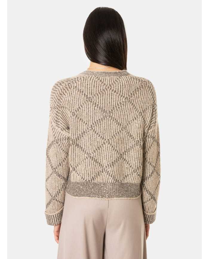D.EXTERIOR Cardigan paillettes con rombi