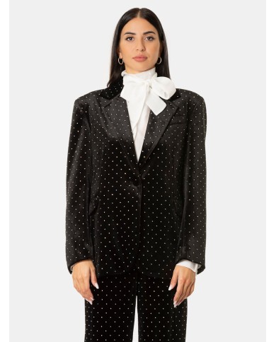 Actualee Giacca in velluto con strass
