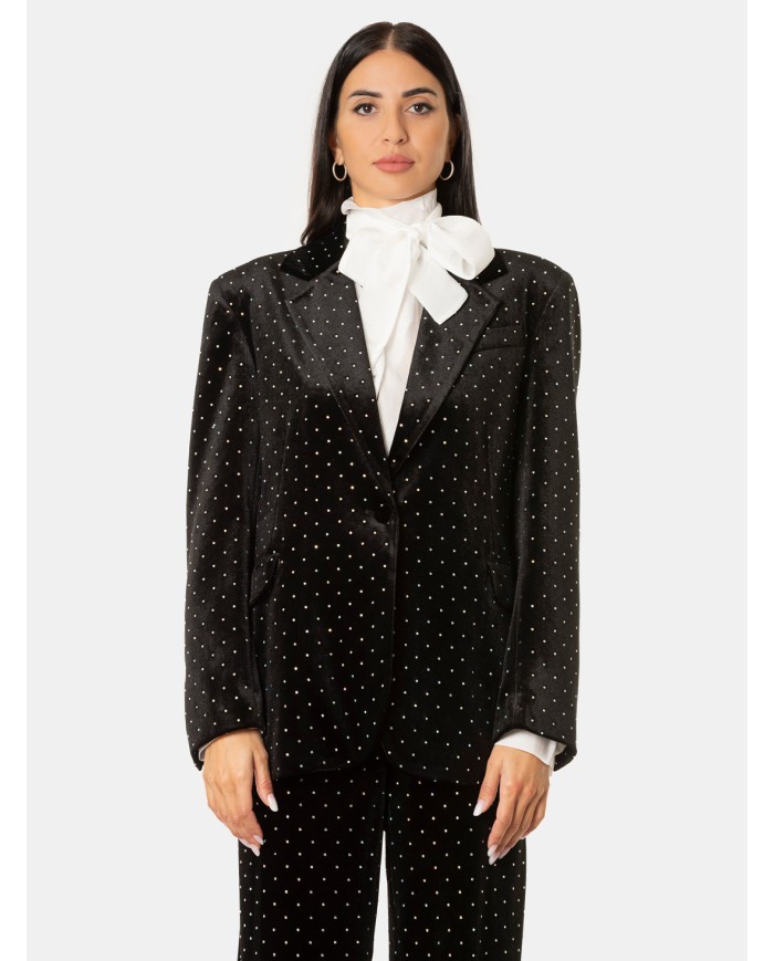 Actualee Giacca in velluto con strass