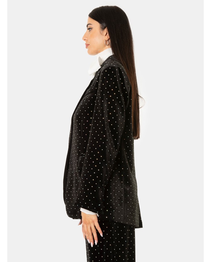 Actualee Giacca in velluto con strass