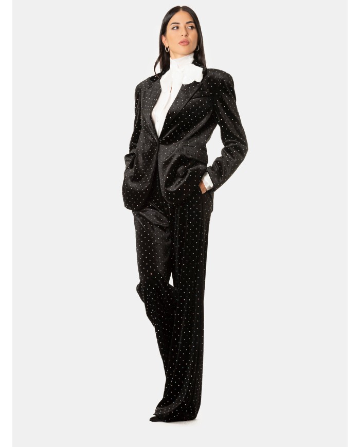 Actualee Giacca in velluto con strass