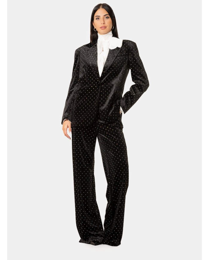 Actualee Giacca in velluto con strass