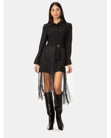 ISABELLE BLANCHE paris Abito chemisier con cintura frange