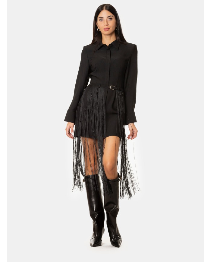 ISABELLE BLANCHE paris Abito chemisier con cintura frange