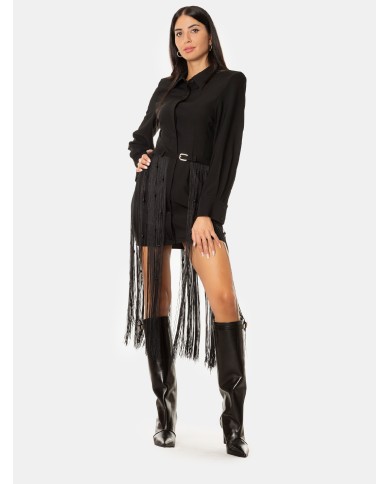 ISABELLE BLANCHE paris Abito chemisier con cintura frange