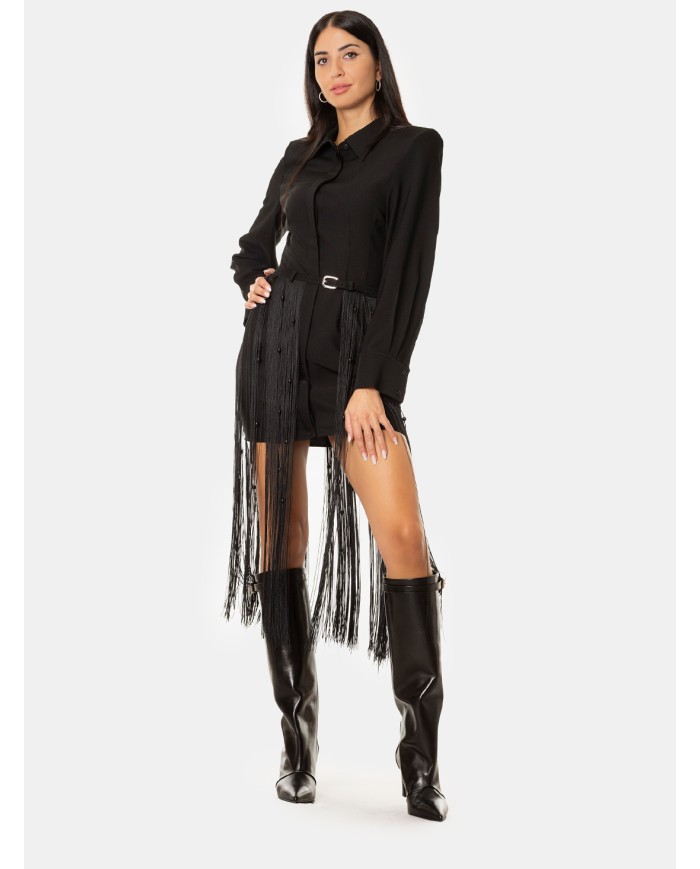 ISABELLE BLANCHE paris Abito chemisier con cintura frange