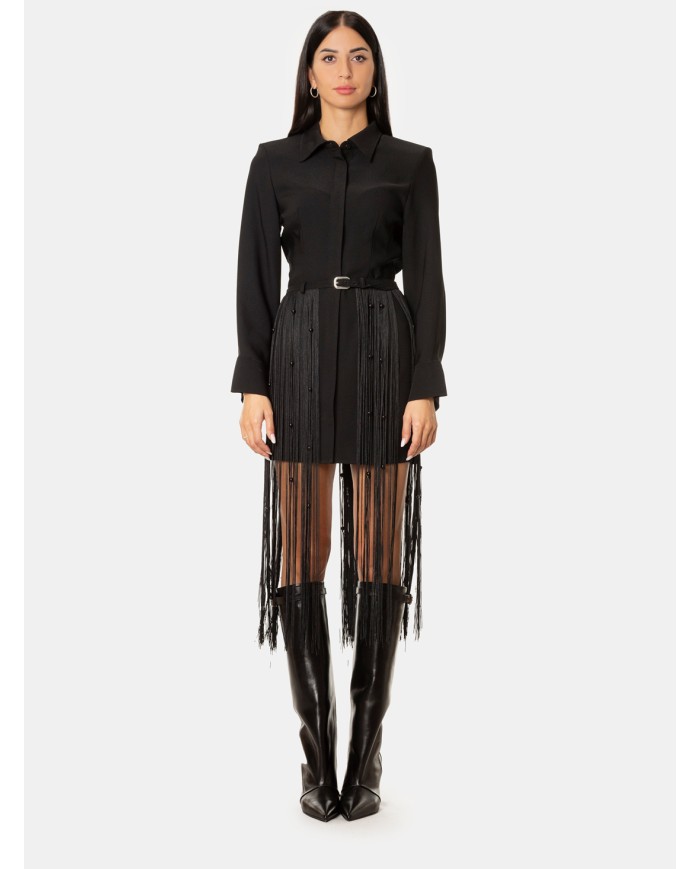 ISABELLE BLANCHE paris Abito chemisier con cintura frange