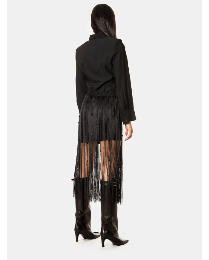 ISABELLE BLANCHE paris Abito chemisier con cintura frange