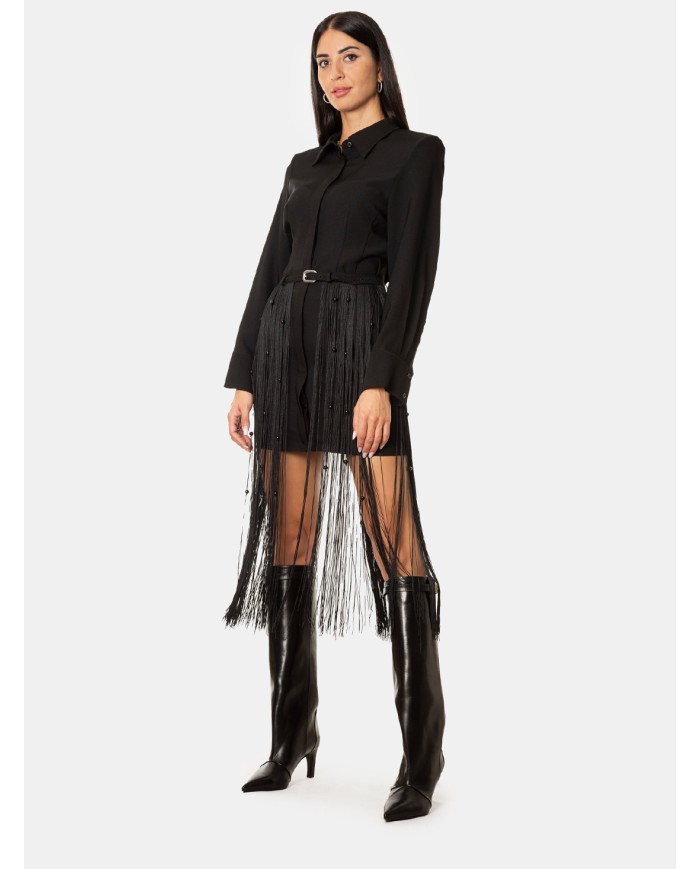 ISABELLE BLANCHE paris Abito chemisier con cintura frange