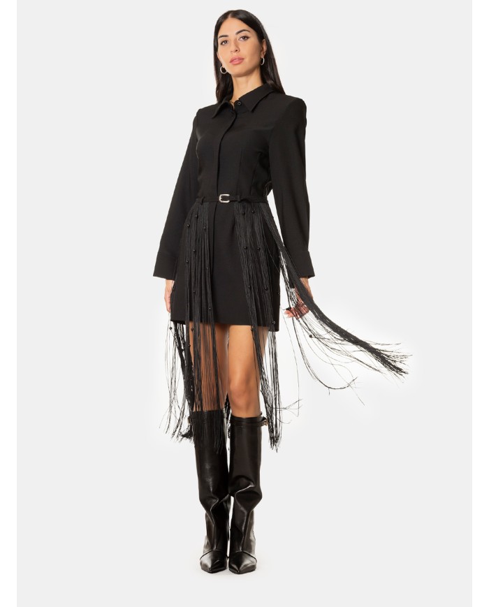 ISABELLE BLANCHE paris Abito chemisier con cintura frange