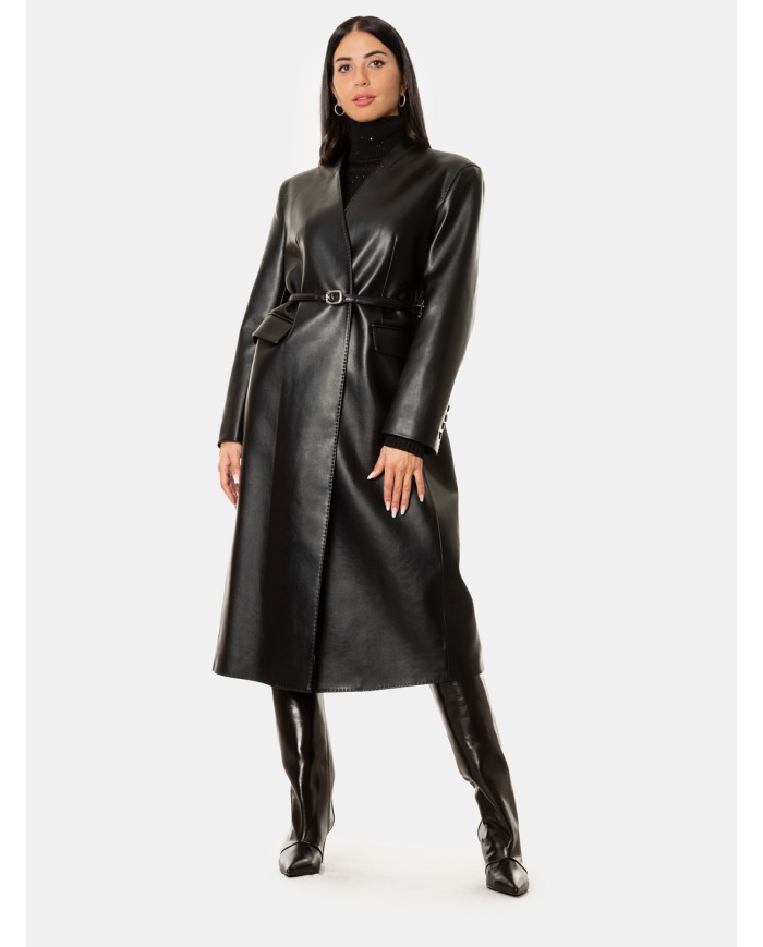 ISABELLE BLANCHE paris Cappotto lungo in ecopelle