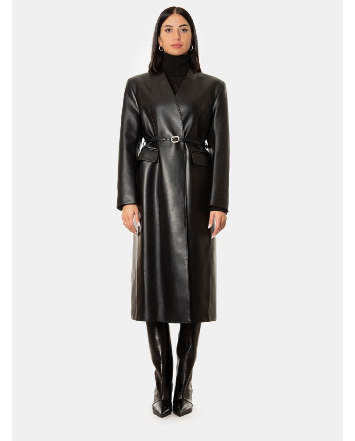 ISABELLE BLANCHE paris Cappotto lungo in ecopelle