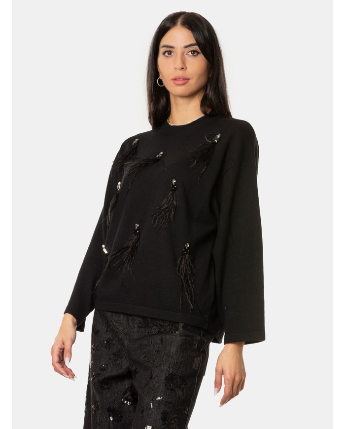 ISABELLE BLANCHE paris Magllia girocollo con ricami