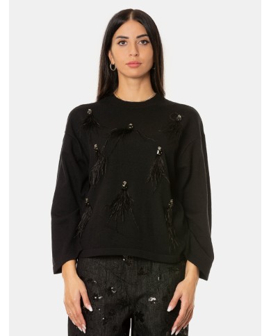 ISABELLE BLANCHE paris Magllia girocollo con ricami