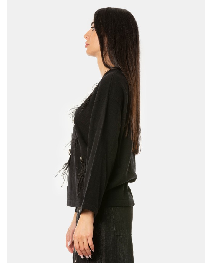 ISABELLE BLANCHE paris Magllia girocollo con ricami