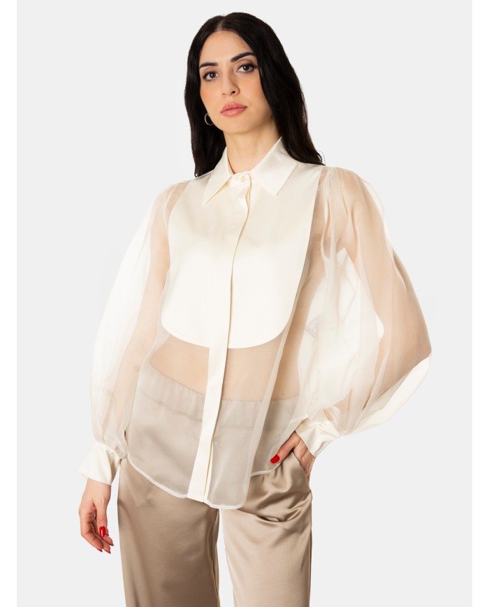 D.EXTERIOR Camicia organza e raso in seta