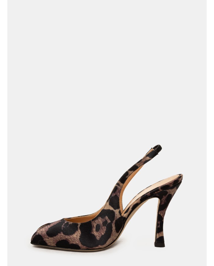 CHANTAL Sandalo slingback in raso animalier