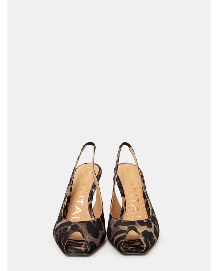 CHANTAL Sandalo slingback in raso animalier