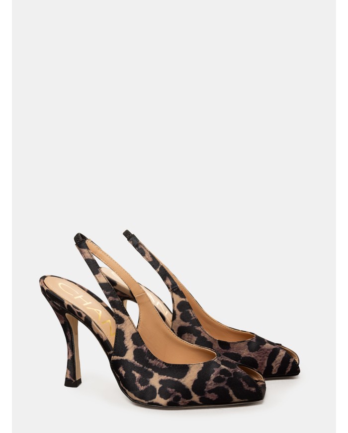 CHANTAL Sandalo slingback in raso animalier