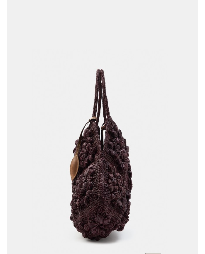 AFAR Borsa large ricamata e intrecciata in rafia