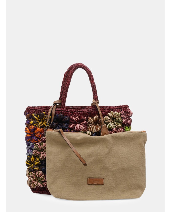 AFAR Borsa Medium intrecciata in rafia