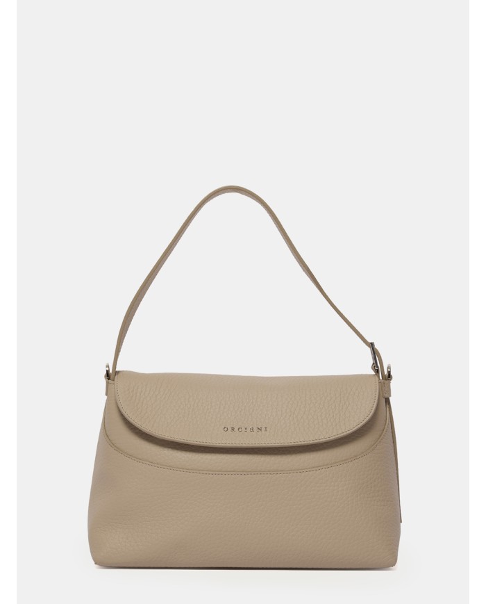 ORCIANI Borsa Nana Soft Midi a spalla in pelle martellata con tracolla